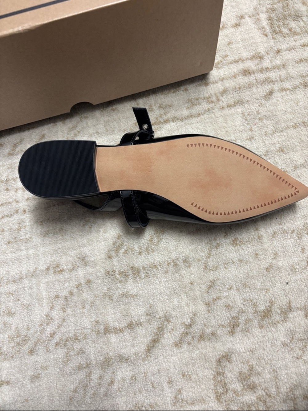 MIA Black Patent Pointed Slingback Mule with Buckle Detail - Picture 3 of 7